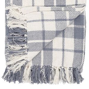 Blue and white plaid blanket